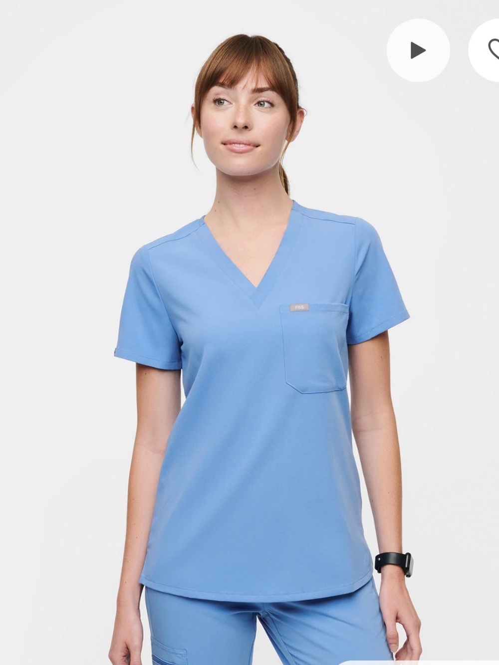 FIGS Catarina Ceil Blue po 1557 Top in Sky Blue size small